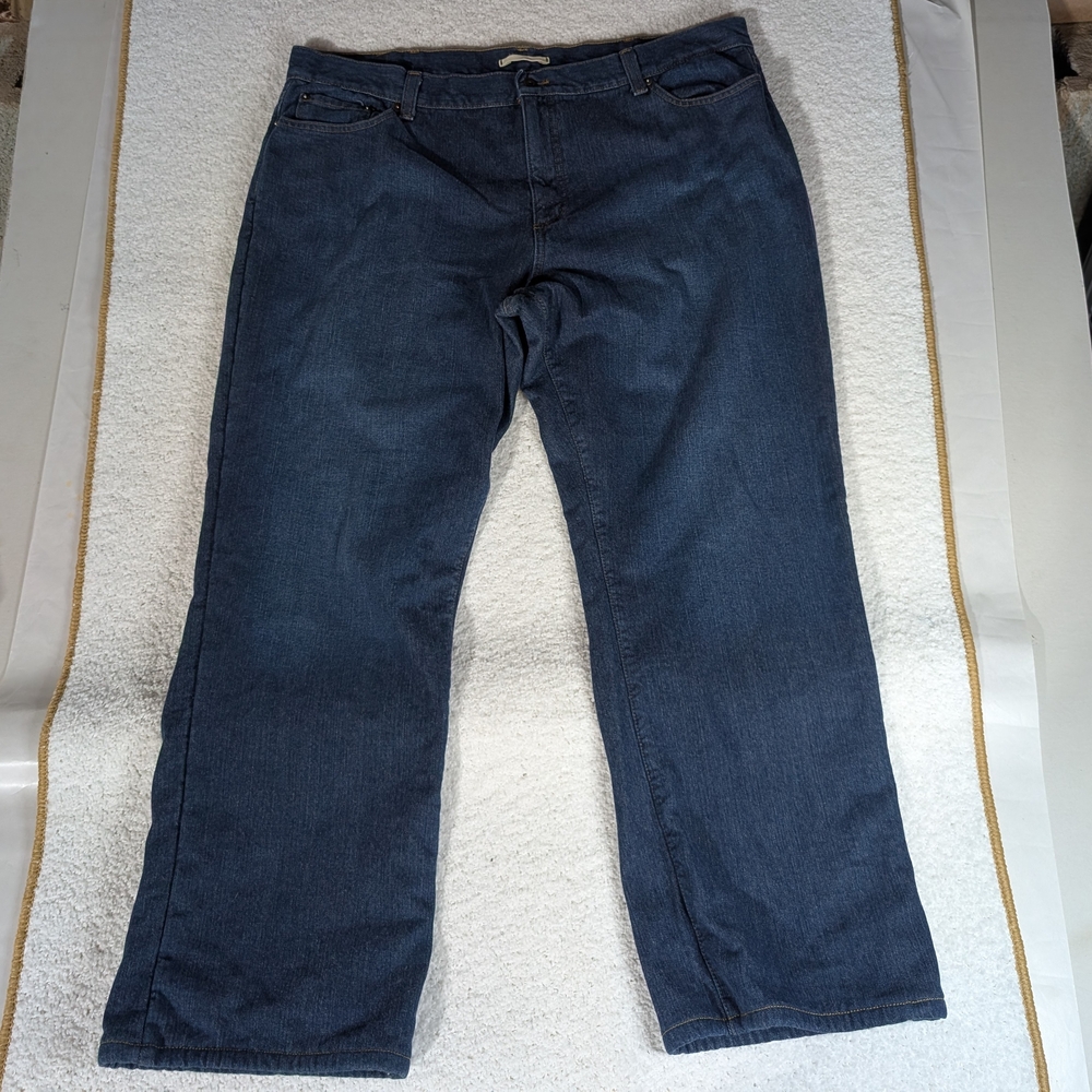 L.L. Bean Thermal Lined Blue Straight Jeans Classic Denim 42x34 Check Measuremen